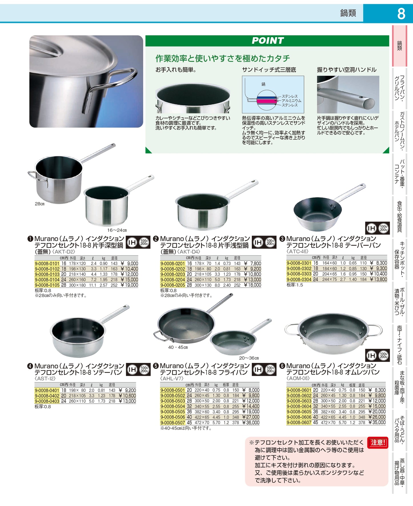 ムラノ　インダクション　テフロンセレクト　オムレツパン