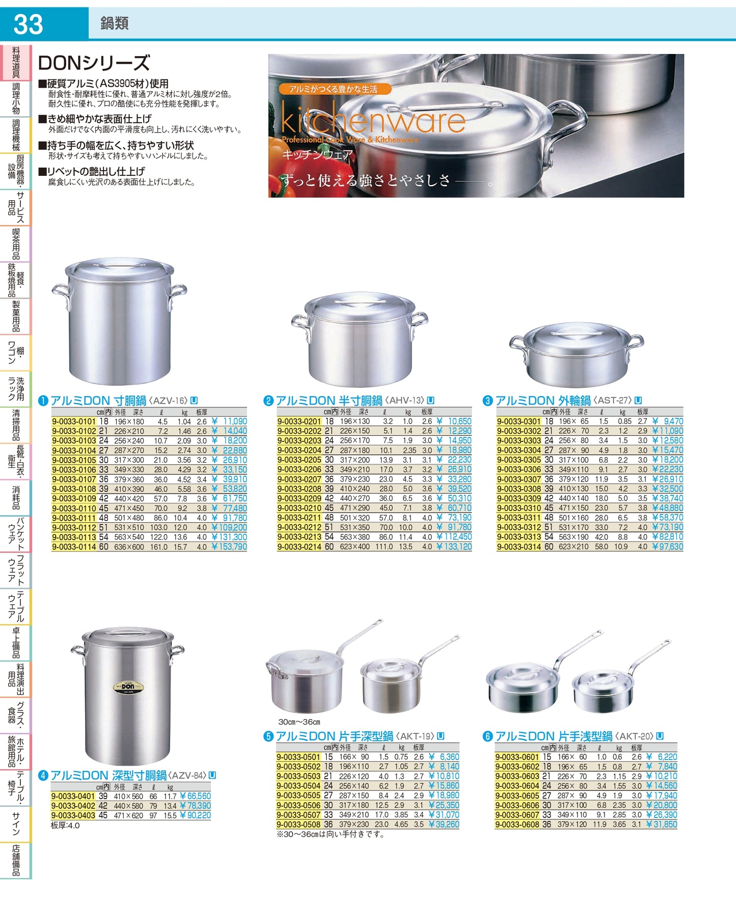 アルミＤＯＮ半寸胴鍋